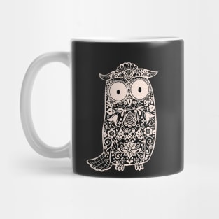 Black and White Folk Art Owl Mug